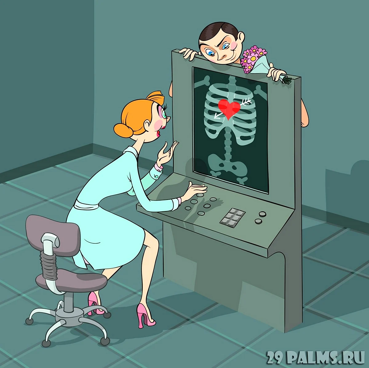 Рентген карикатура. Поздравление